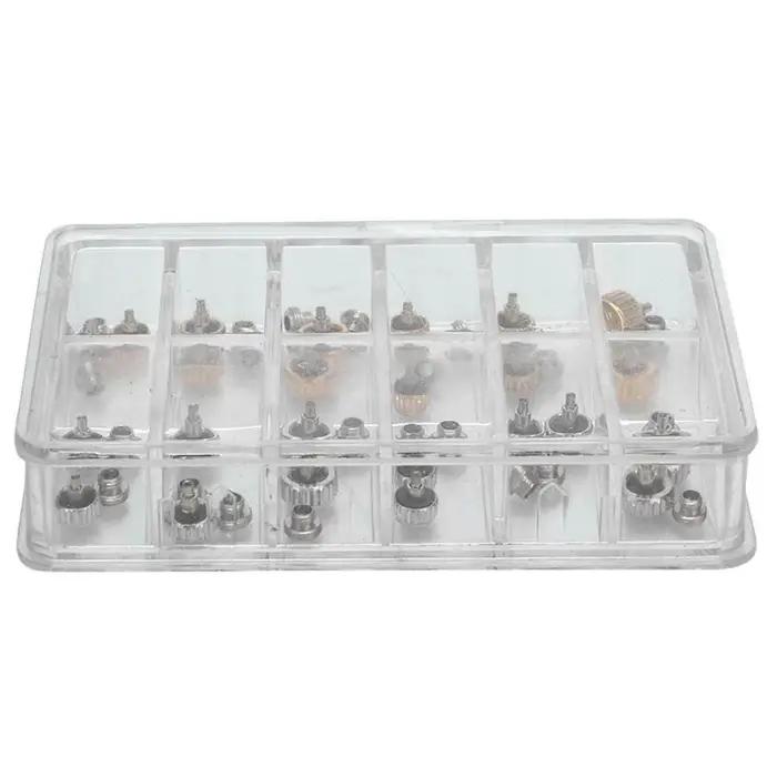 Couronnes de montre étanches, outils de réparation de remplacement assortis avec boîte, 48 pièces