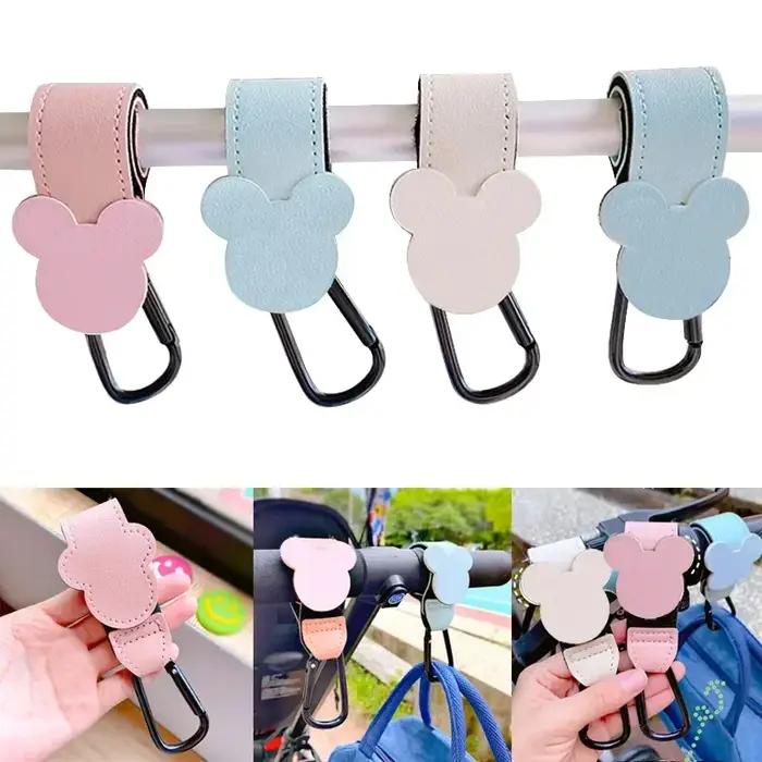 1/2 pièces bébé poussette crochets Clips PU cuir rotatif chariot organisateur landau crochet landau