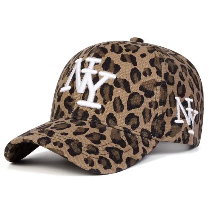 Casquette de Baseball unisexe NY lettre brodée imprimé léopard, chapeaux décontractés réglables pour
