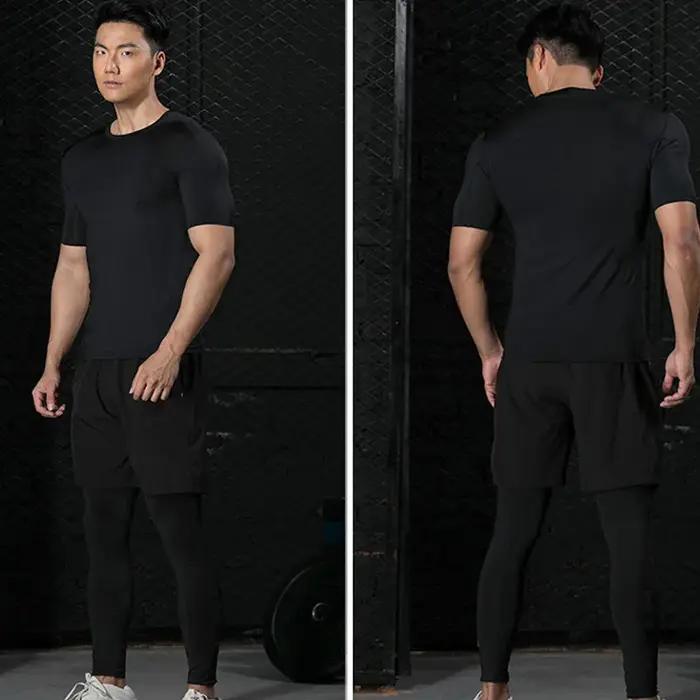 Chemises de Compression pour hommes, t-shirts d'été à manches courtes, T-shirt d'entraînement, de Fi