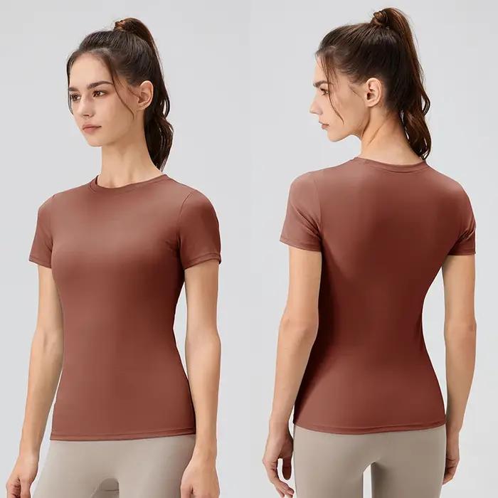 2024 femmes chemise de sport serré dessus de Yoga séchage rapide haut de sport en plein air à manche