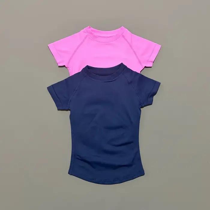 Haut de sport à manches courtes pour femme, t-shirt de course, débardeur respirant à col rond pour l