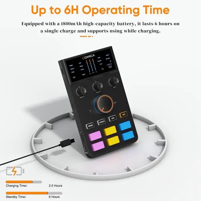 Interface audio COMICA ADCaster C1, connexion Bluetooth pour streaming/jeux/podcasting, carte son po