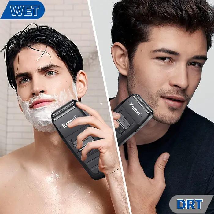 Kemei KM-1102 rasoir sans fil Rechargeable pour hommes double lame rasoir à barbe alternatif soins d