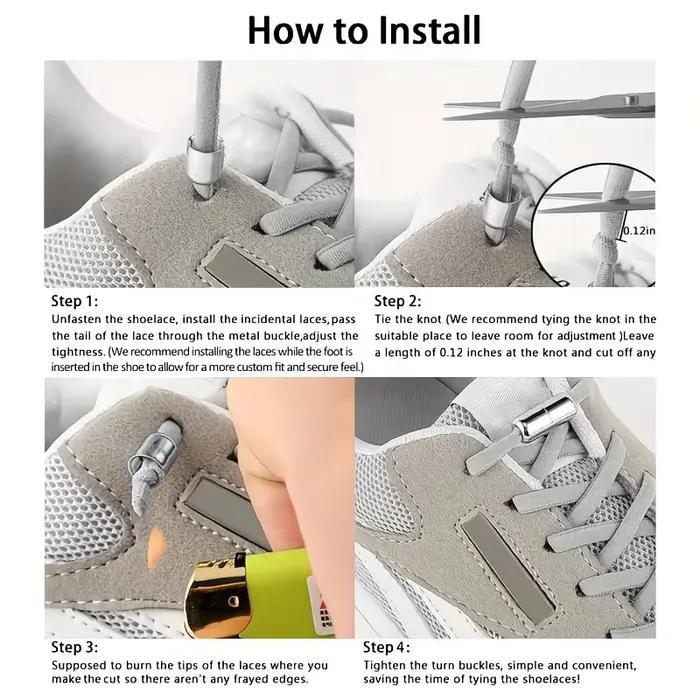 Lacets élastiques sans nœuds conception semi-circulaire fermeture métallique lacets paresseux pour adultes baskets chaussures de ville occasions sportives et quotidiennes