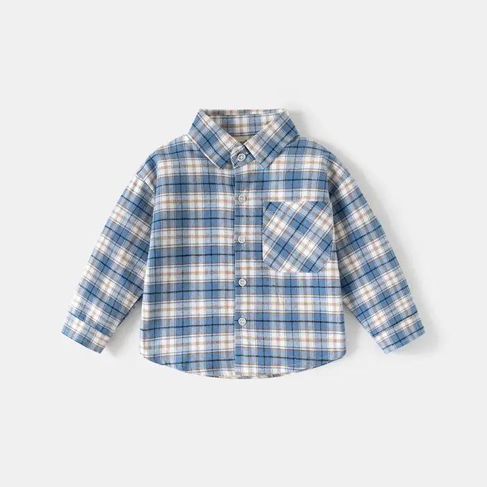 Printemps automne enfants Plaid à manches longues chemise Style coréen garçons filles ample surdimen