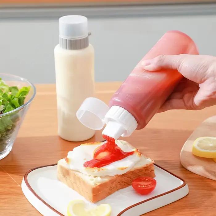 Bouteille à presser pour condiments, 350ml, 5 trous, bouteille de moutarde pour Ketchup de cuisine,