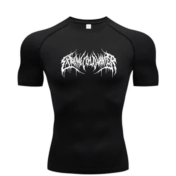 Sweat-shirt de Compression d'été à manches courtes pour hommes, T-Shirt de Fitness, de course, à séc