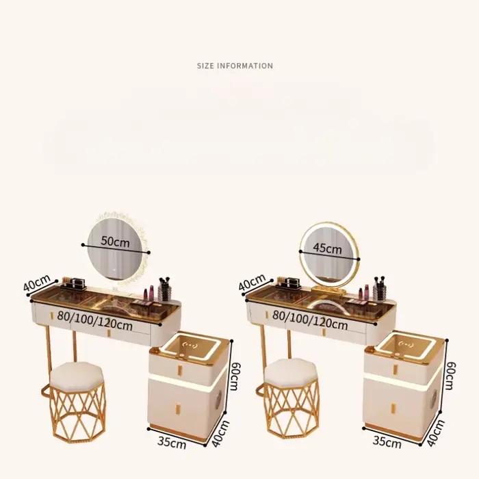 Organisateur de bijoux luxe vanité Table miroir lumières tiroirs nordique filles coiffeuse maquillag