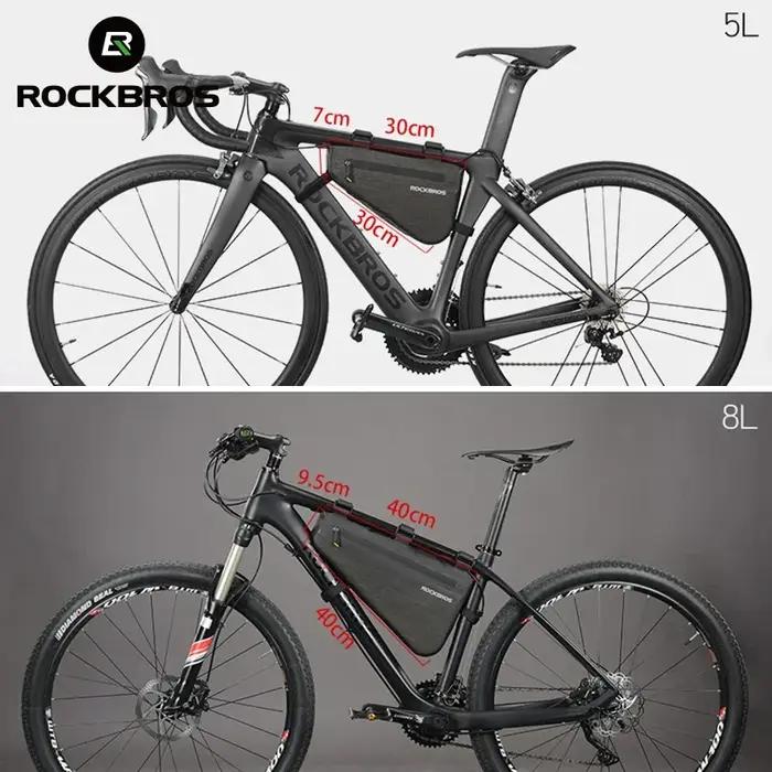 ROCKBROS-sac triangulaire de vélo portable, grande capacité, étanche à la pluie, sacoche de cyclisme
