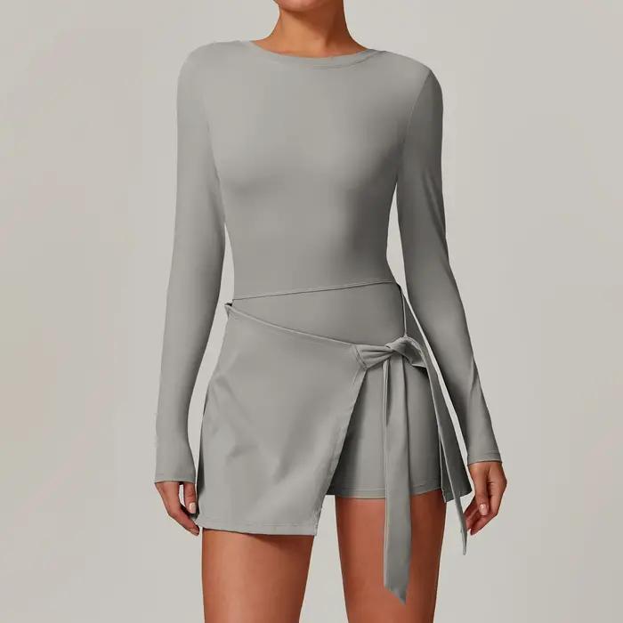 Barboteuse dos nu ensemble à manches longues sport Fitness body siamois vêtements de sport femmes vê