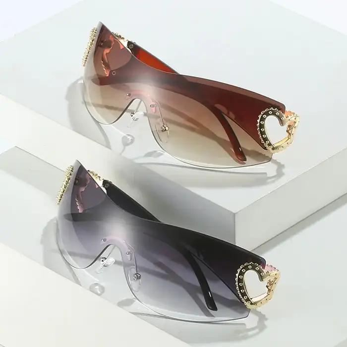 Lunettes de soleil de styliste pour femmes, verres de luxe, tendance, y2k, rose ombré, 2000, 2023