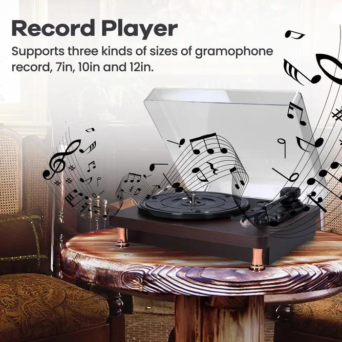 Lecteur de disque vinyle rétro avec couvercle anti-poussière, lecteur de disque de Style nostalgique