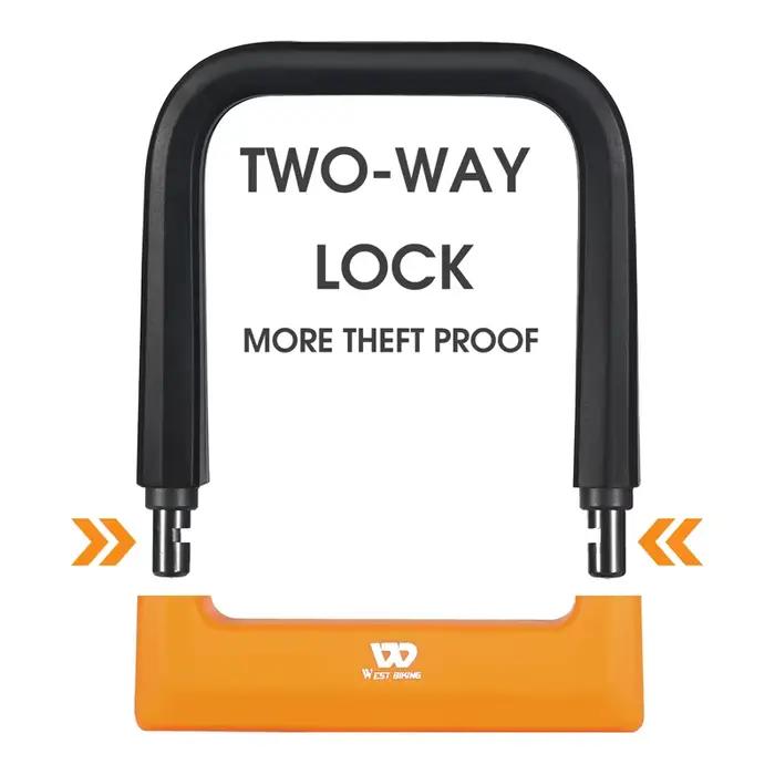 WEST BIKING-Serrure anti-vol en U pour vélo, accessoire de sécurité pour VTT et vélo de route, avec