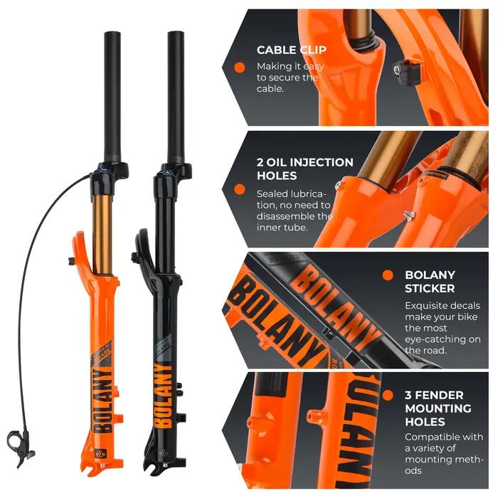 Fourche à air vélo montagne BOLANY suspension 120mm alliage magnésium 27.5 29 pouces