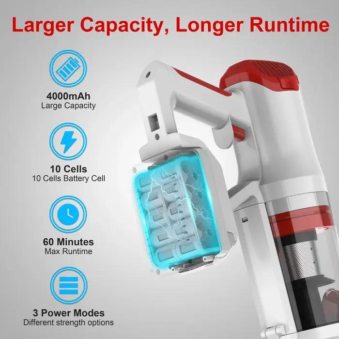 Aspirateur sans fil léger 8 en 1 avec écran LED, aspirateur balai sans fil, 300W, 28Kpa, UMLo V111