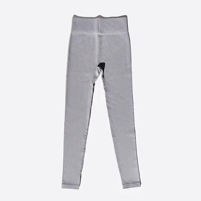 Pantalon Yoga côtelé sans couture taille haute Femme - Leggings gymnastique ventre contrôle - Collants course Fitness