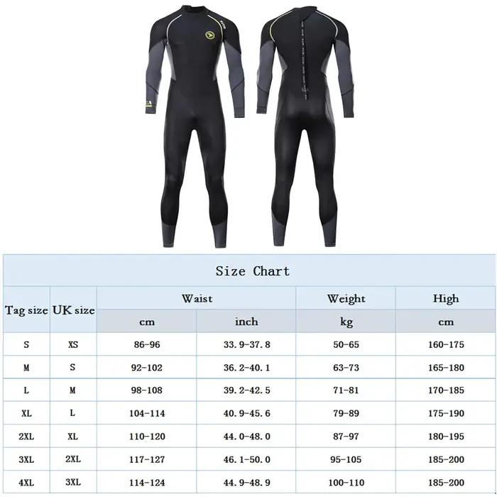 Combinaison de plongée en néoprène pour hommes, 1.5mm, une pièce complète pour adultes, fermeture éc