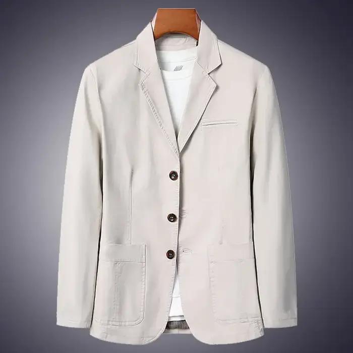 Blazer hommes 2025 mode affaires couleur unie coupe ajustée travail décontracté coton coréen manteau