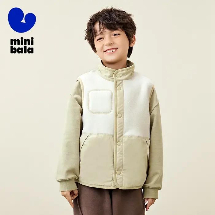 Mini gilets en fourrure Bala pour garçons et filles, gilets chauds épaissis, gilets portables double