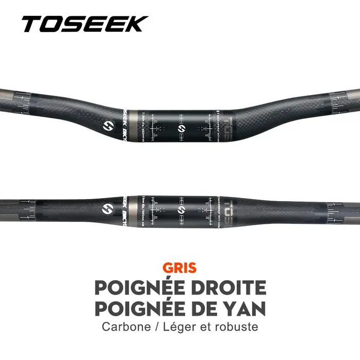 Guidon plat ou montant en carbone pour VTT de TOSEEK, 31.8 mm, taille multiple, matériaux carbone, design ergonomique pour cyclistes et aventuriers
