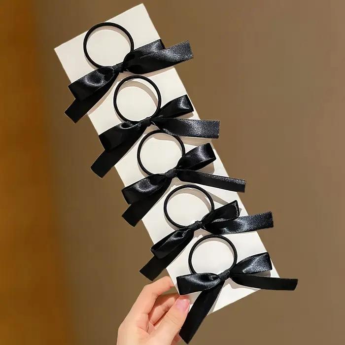 5 pièces Style femme, à la mode et mignon, nœud noir, adapté à un usage quotidien, accessoires pour