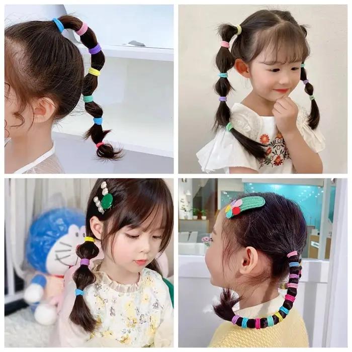 Scrunchies Elastiques Colorés pour Fillettes Accessoires de Cheveux Durables Occasions Spéciales École Familiale