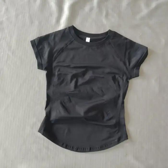 Haut de sport à manches courtes D LOGO Impact, vêtement de yoga sans couture, t-shirt de fitness pou