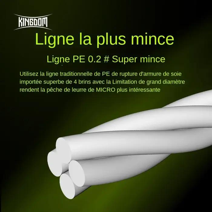 Kingdom Micro Fly 100M 150M tresse PE ligne de pêche 4 brins 0.2 # /0.4 # /0.6 # Distance de coulée lointaine de 9 à 1