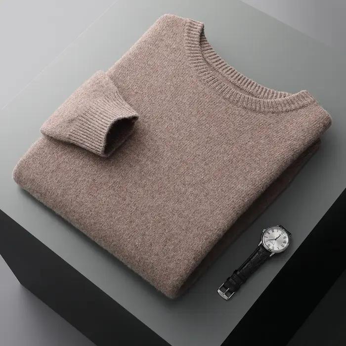 Pull en laine pour hommes, col rond, ample, couleur unie, chemise à bascule épaisse, nouvelle collec