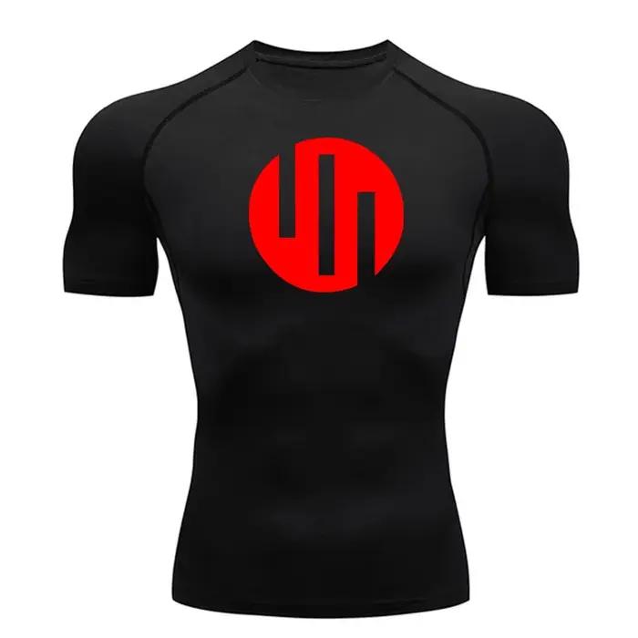T-shirt de course à manches courtes, chemise de Compression blanche pour hommes, exercice de gymnast