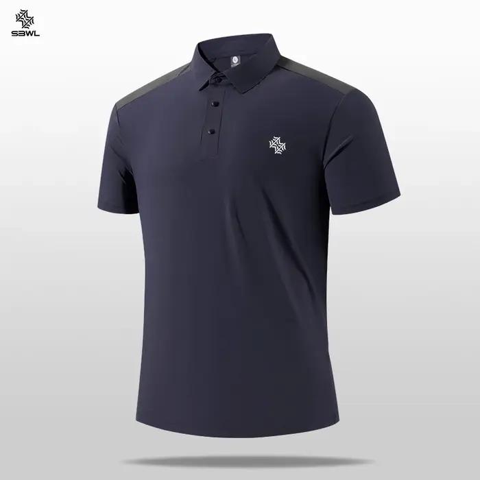 SBWL-Polo à fermeture éclair pour hommes, T-shirt à séchage rapide, Col rabattu, Manches courtes, St