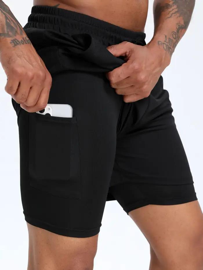 Short course homme 2 en 1 compression - Poche sécurisée pour salle de sport et entraînement intensif