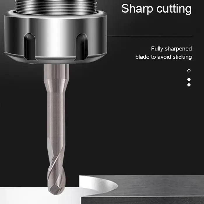 SZAZAM-Fraise en Carbure de Tungstène HRC55/60, Boule à 2 Cannelures pour Aluminium CNC, Traitement