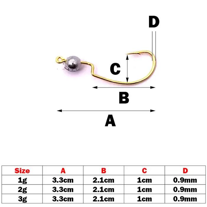 OUTKIT Jig Mini tête crochet 1g/2g/3g 10 pièces/lot crochet de pêche au roche leurre gabarit Grank c