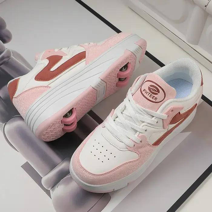 Chaussures de marche à roulettes avec poulies de sport pour étudiants à quatre roues, baskets d'été