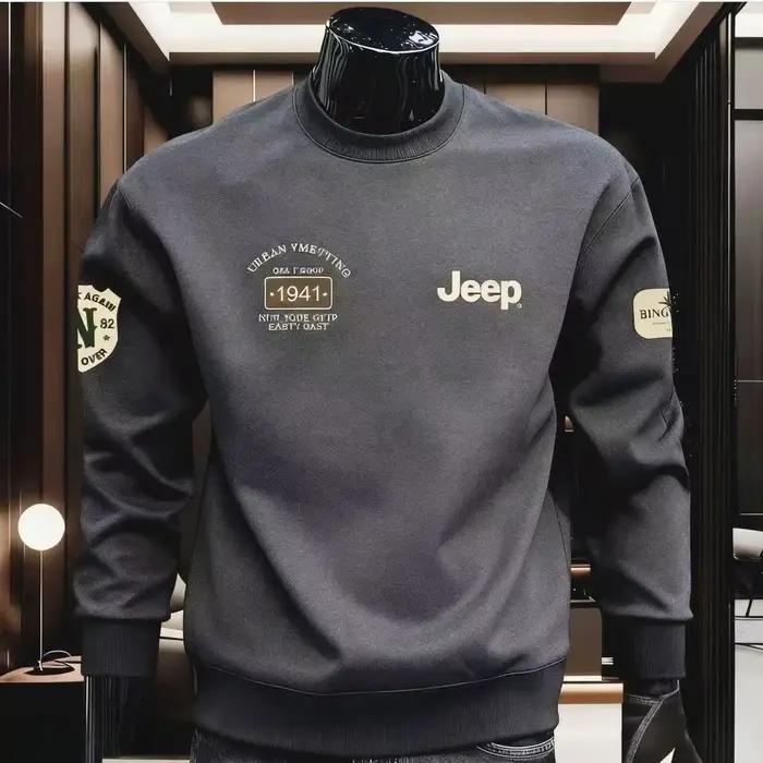 Sweat-shirt en coton pur à manches longues et col rond imprimé, décontracté et polyvalent pour homme