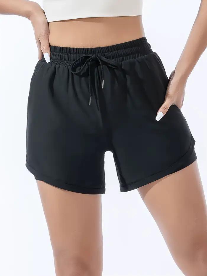 Short de sport ample taille haute pour femmes, double couche, anti-éblouissement, pantalon de fitnes