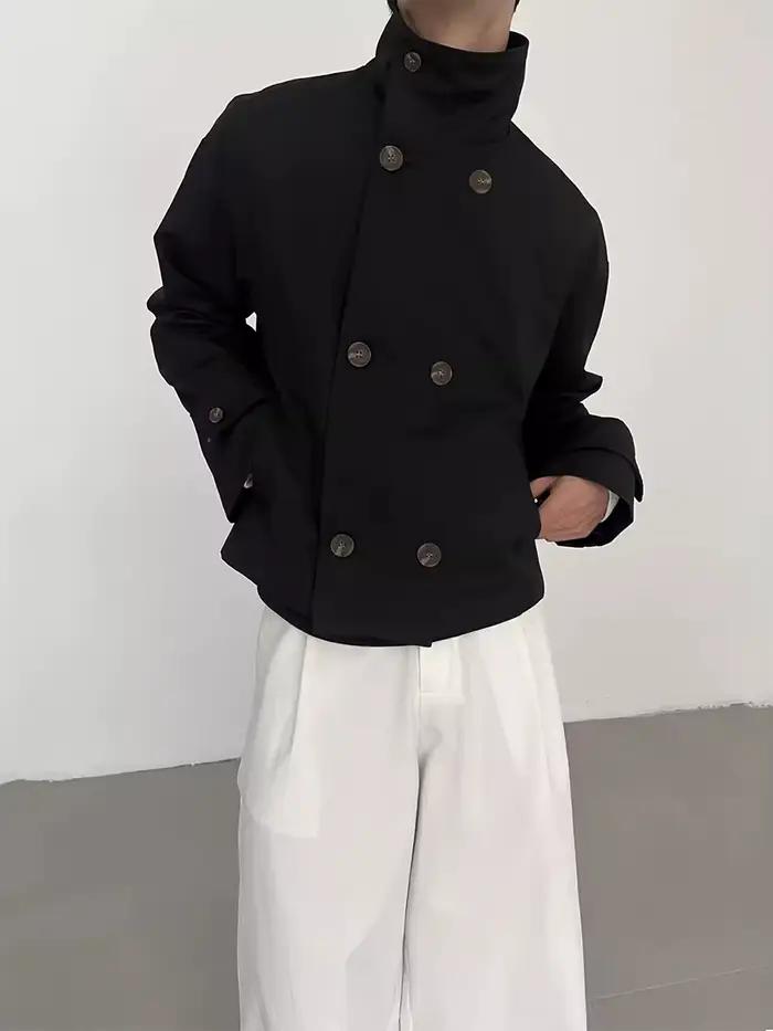 Mauroicardi printemps automne kaki court Trench manteaux homme col montant Double boutonnage élégant