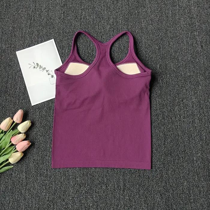 Débardeur de Yoga côtelé sans manches pour femmes, débardeur de gymnastique, Push Up, gilet de Sport