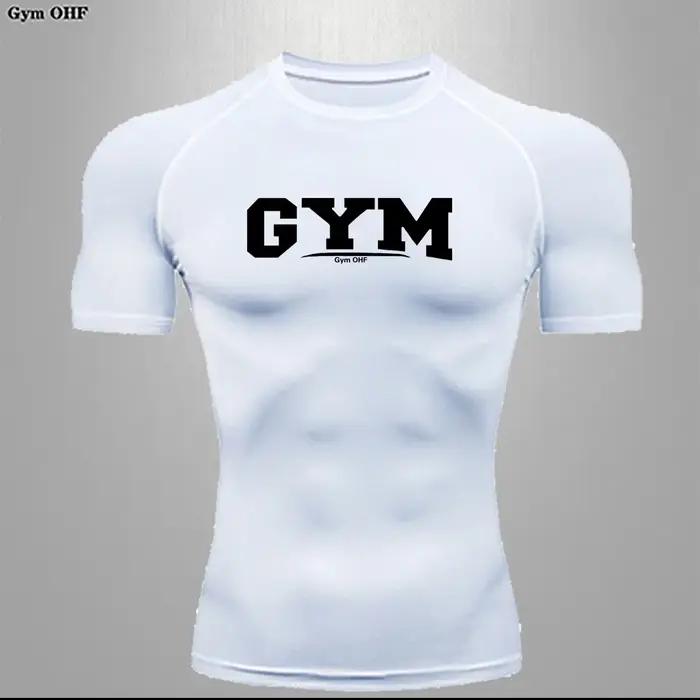 T-shirt compression homme été - Haut sport technique séchage rapide pour entraînement extérieur running