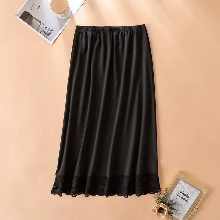 Mince glace soie Modal femme demi-longueur jupe dentelle Anti-pénétration sous-jupe Anti-éblouisseme