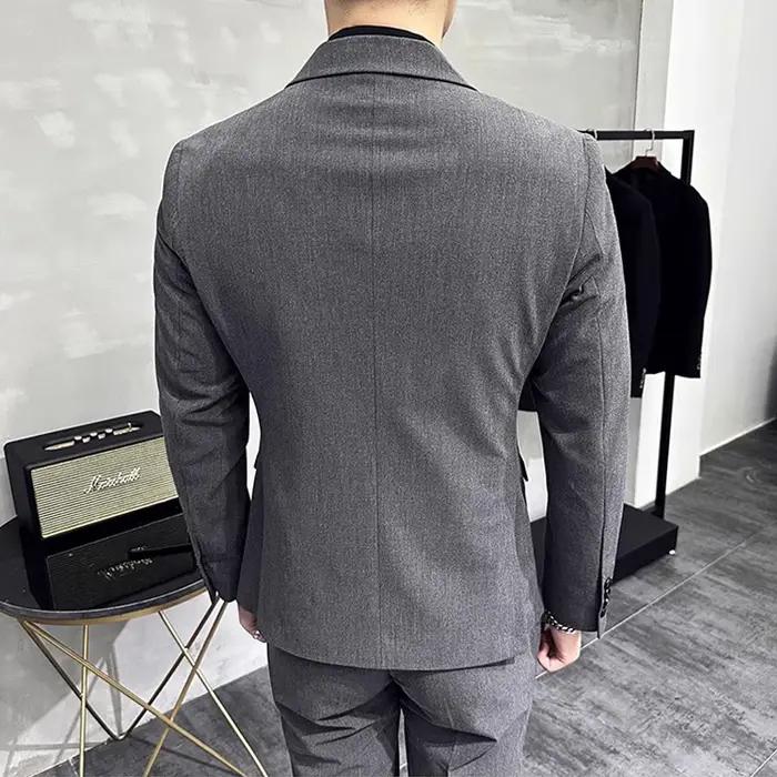Blazer croisé imbibé pour homme, veste et pantalon, robe de mariée du marié, affaires formelles, bur