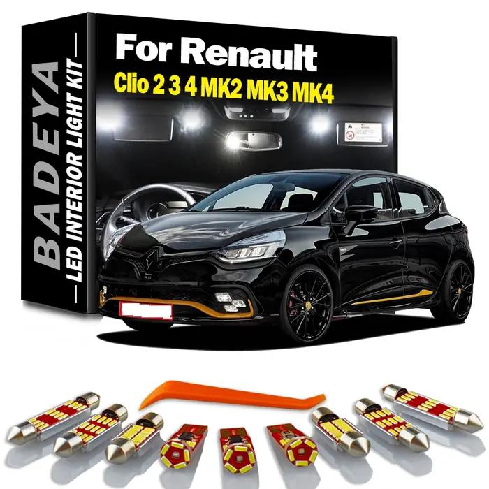 BADEYA-Kit d'ampoules de lecture Canbus White Brave Free, LED d'intérieur breton, Renault Clio 2, 3,
