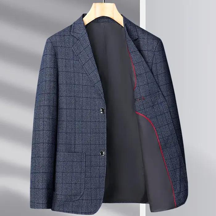 Pour l'automne et l'hiver 2025, vestes de costume en laine décontractées pour hommes d'âge moyen et
