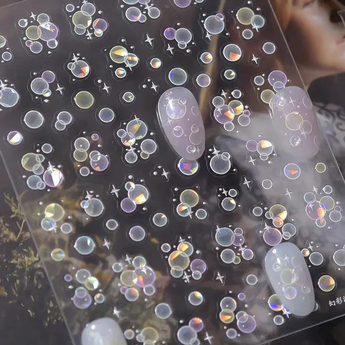 Bulles brillantes étoiles rêveur océan coquille conque étoile de mer méduse coloré 5D Nail Art autoc
