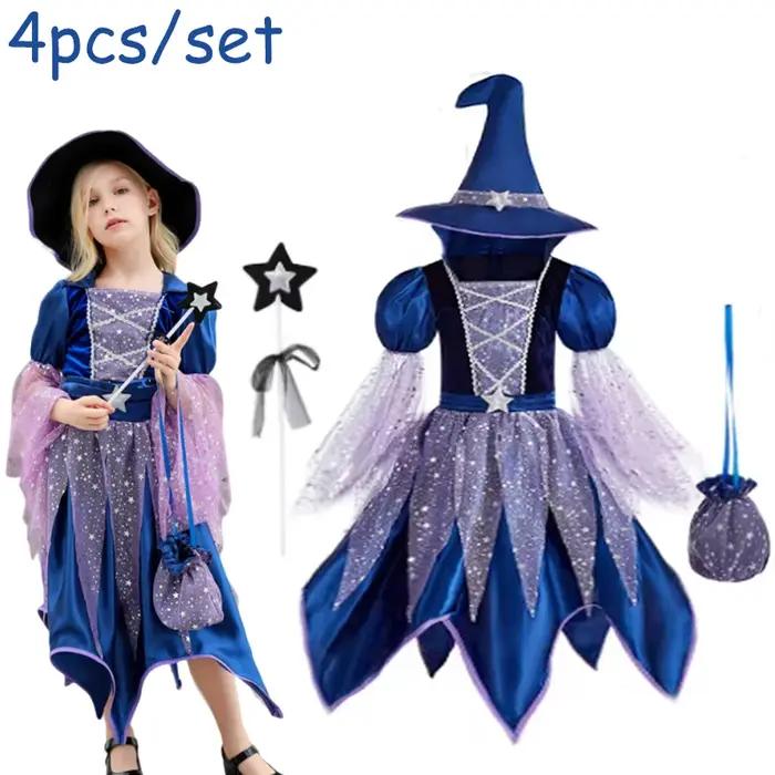 Costumes de fête d'Halloween robe de sorcière pour filles enfants Cosplay carnaval Costume de sorciè