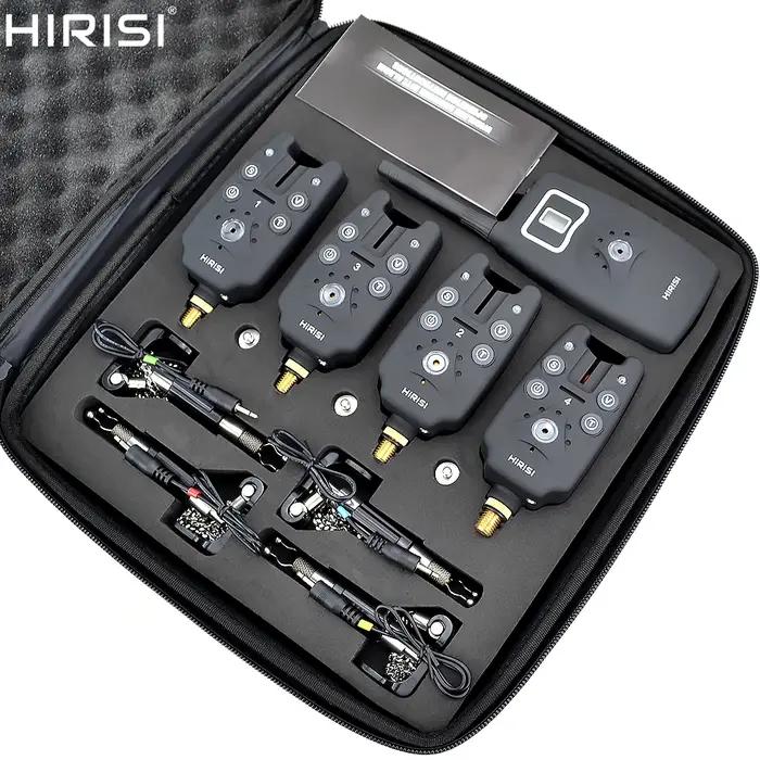 Pack d'Alarmes de pêche sans fil 4pcs Détecteurs et 1 pcs récepteur avec 4pcs Balancier dans un étu