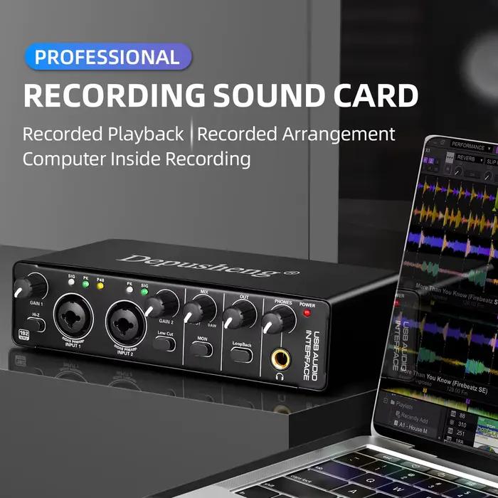 Interface Audio Depusheng MD22 carte son professionnelle avec surveillance guitare électrique enregi