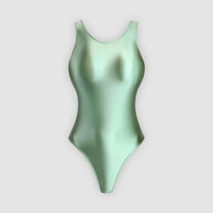 Maillot de bain brillant en satin XClocKNYoung, justaucorps brillant en satin, maillot de bain une p